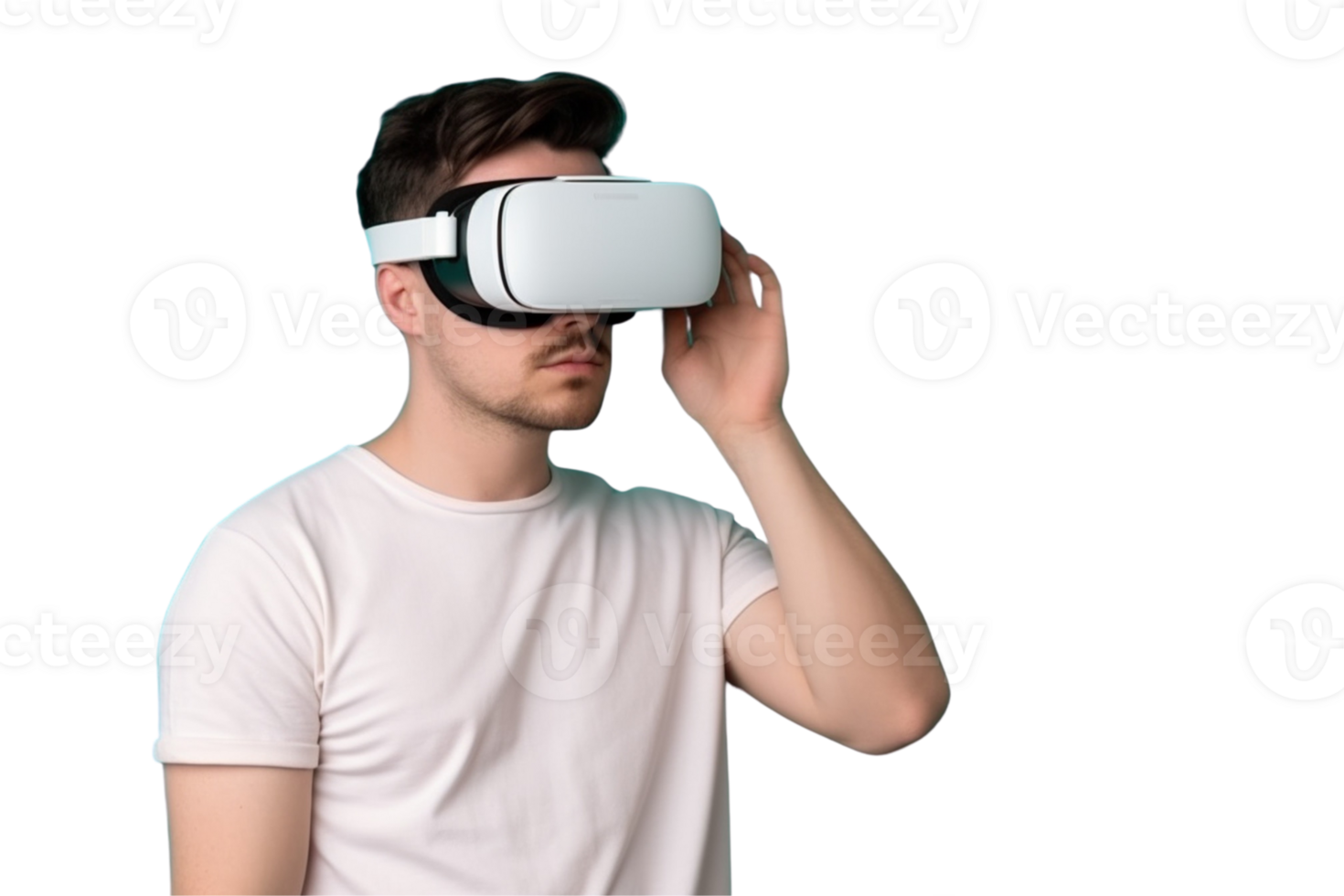 homme portant vr casque sur transparent Contexte png