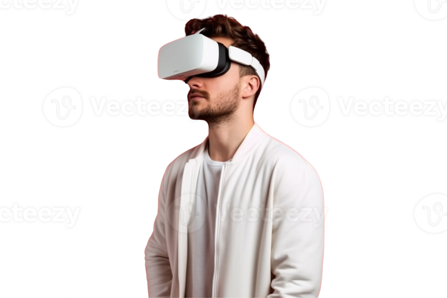 Man wearing VR headset on Transparent Background png