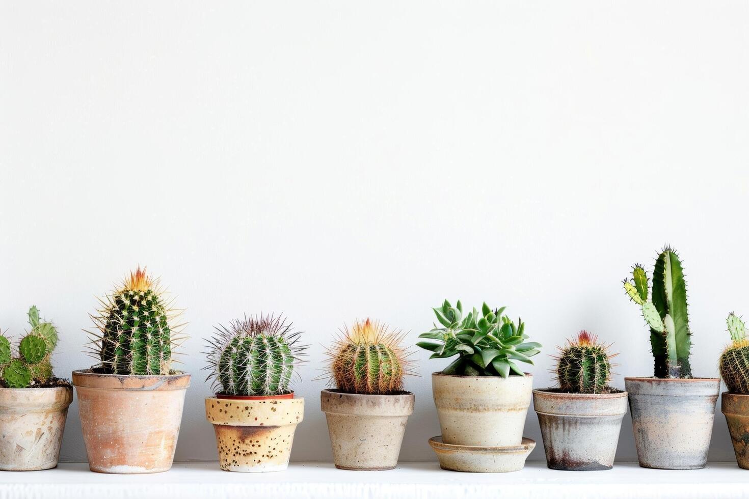 Row of ornamental cacti photo