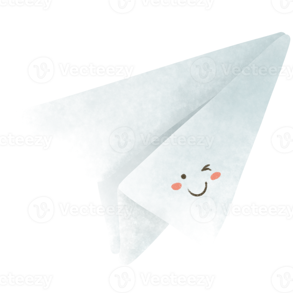 Paper airplane with a smiling face png