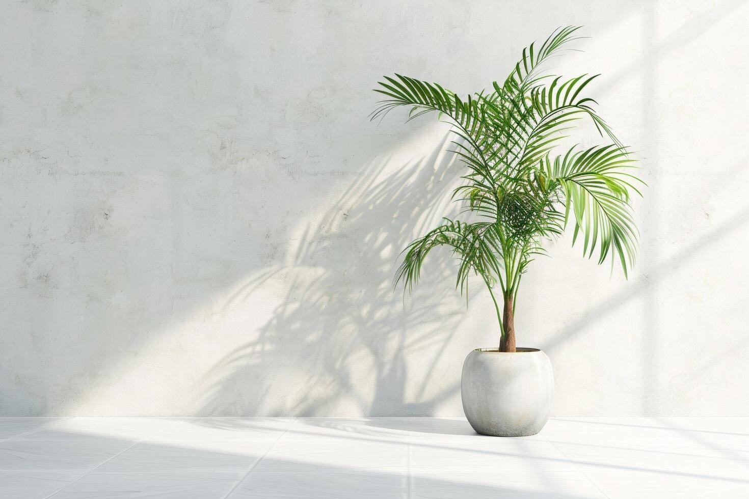 Towering palm tree in modern ceramic pot photo