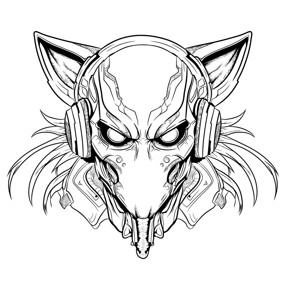 Cyber Ninja Wearing Headphones png