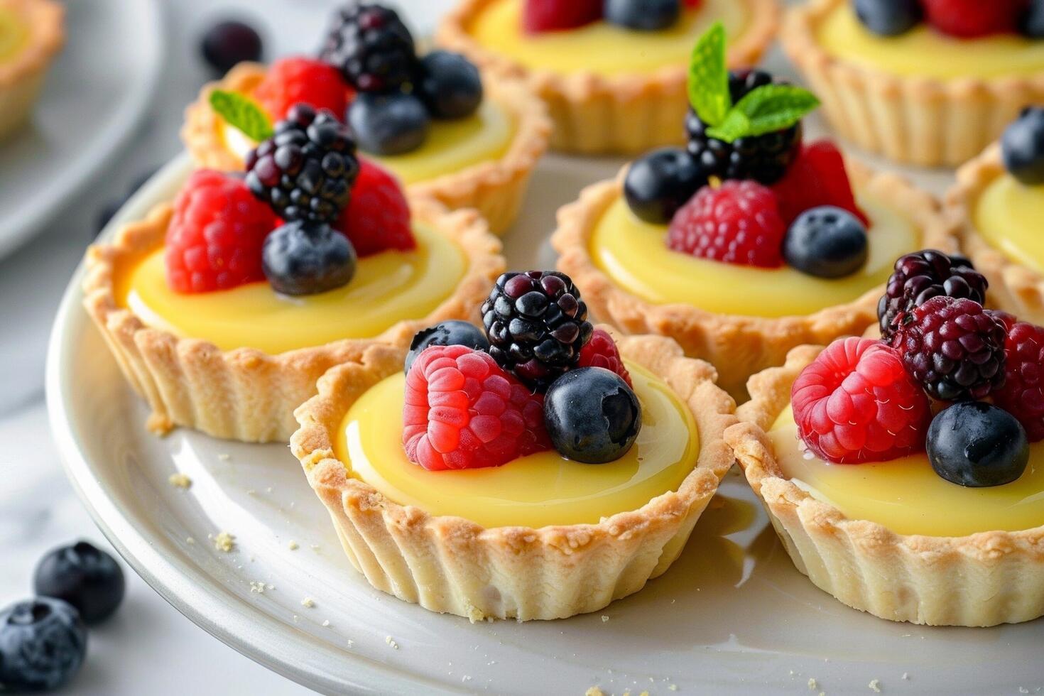 Mini tarts with lemon curd photo