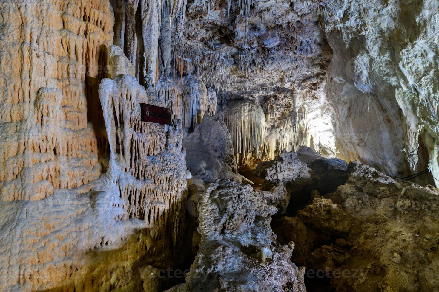 beatiful of Stalactite and Stalagmite in Tham Lay Khao Kob Cave in Trang, photo