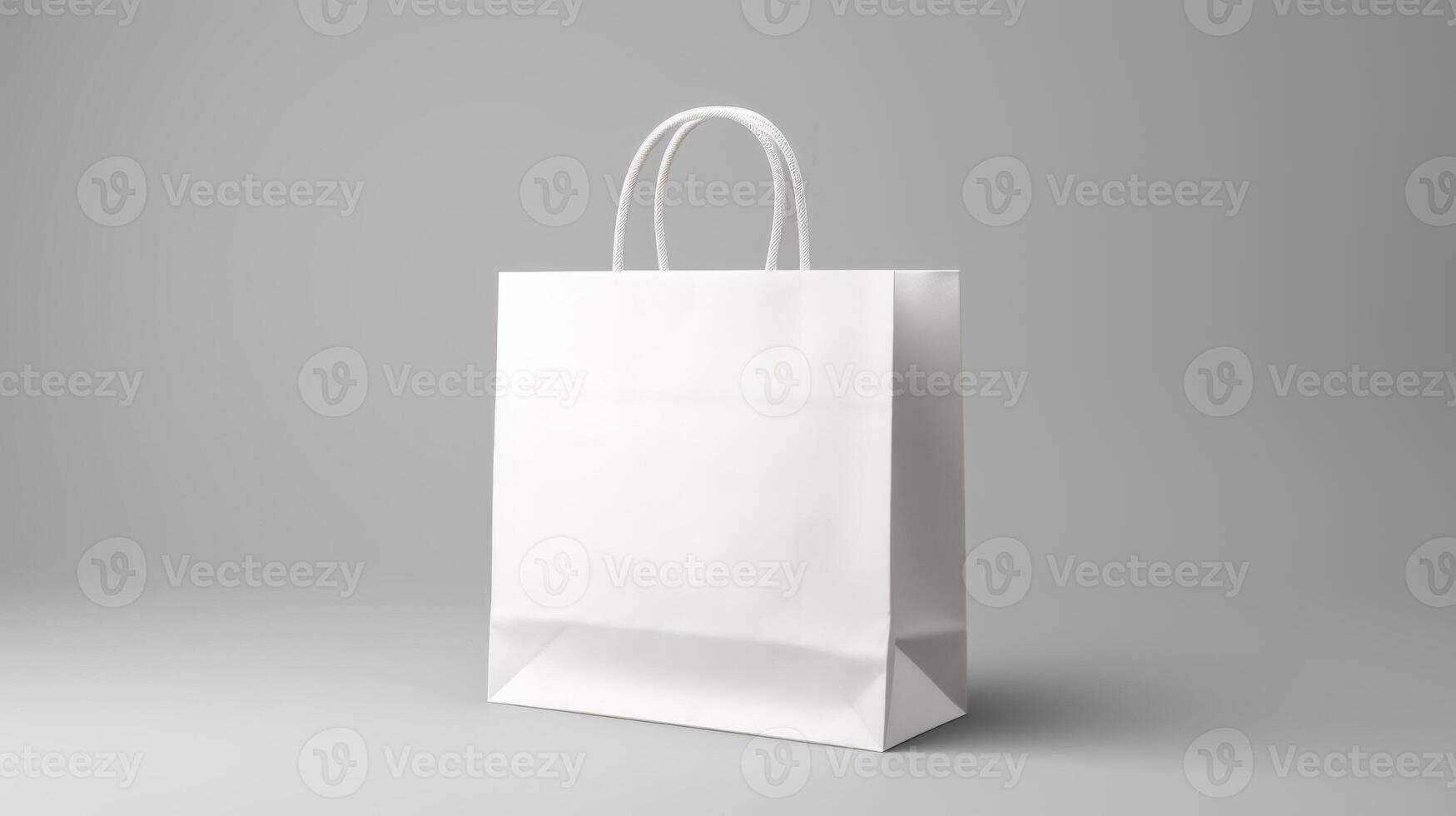 White Take Away Paper Bag , mockup design isolated photo