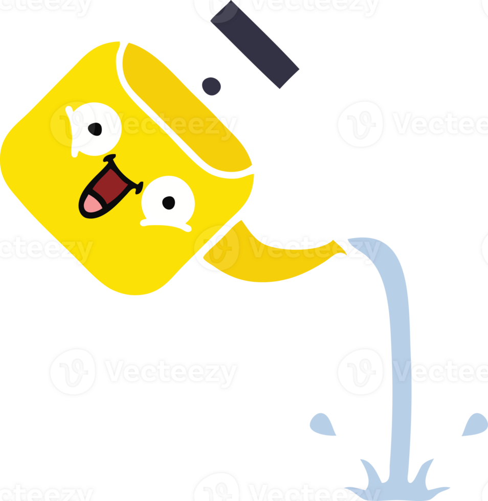 flat color retro cartoon pouring kettle png