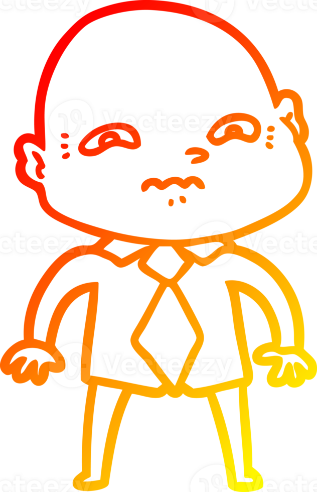 warm gradient line drawing cartoon nervous man png