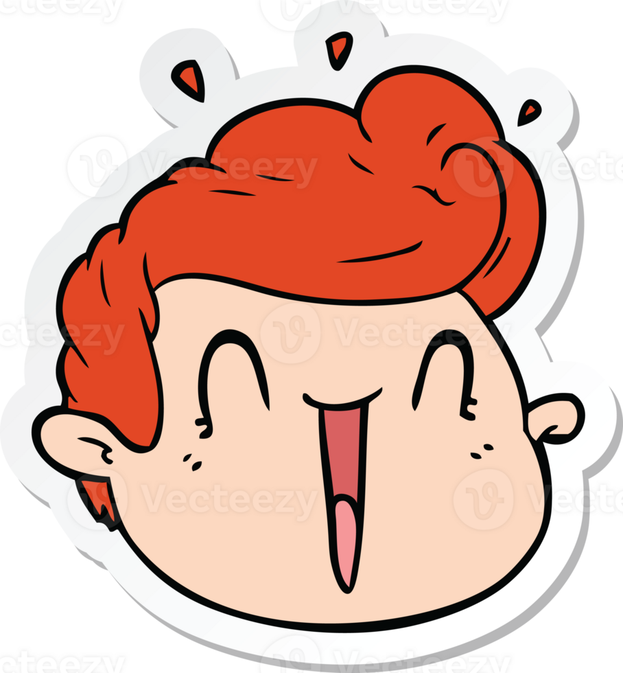 sticker of a cartoon male face surprised png