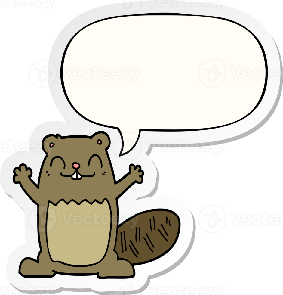cartoon beaver and speech bubble sticker png
