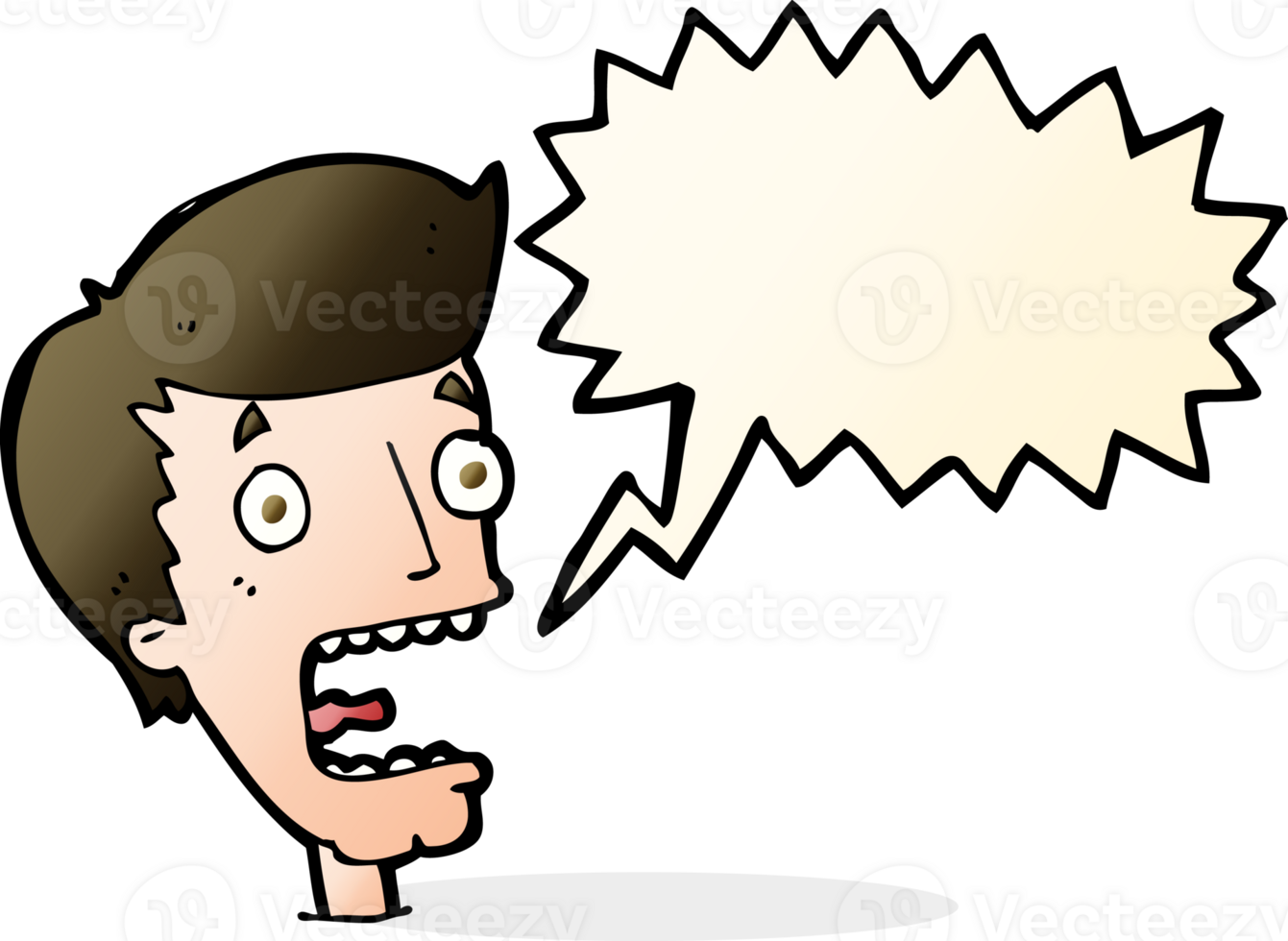 cartoon terrified man with speech bubble png