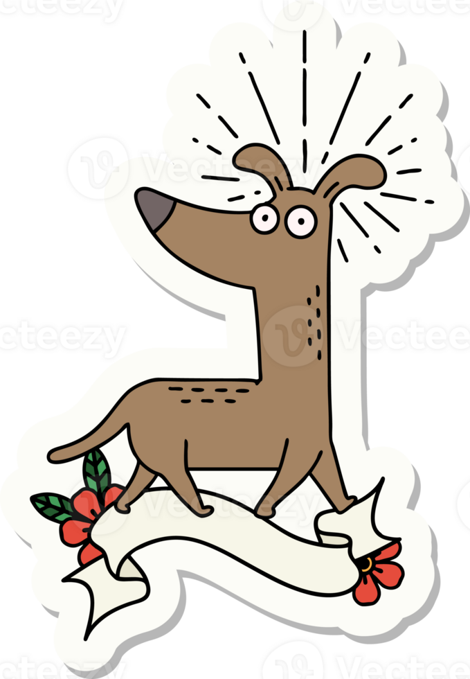 sticker of tattoo style surprised dog png