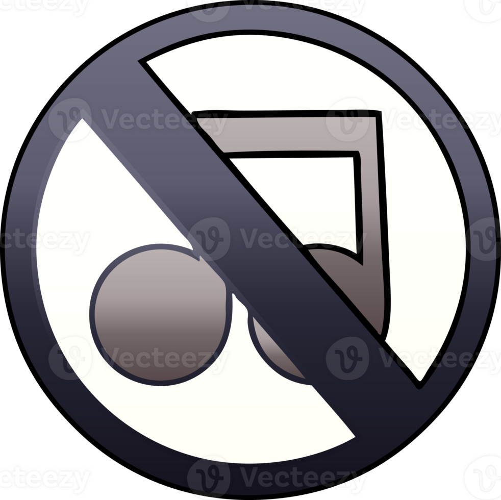 gradient shaded cartoon no music allowed sign png