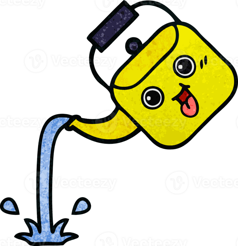 retro grunge texture cartoon pouring kettle png