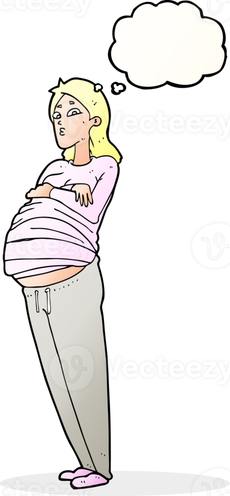 dessin animé femme enceinte avec bulle de pensée png