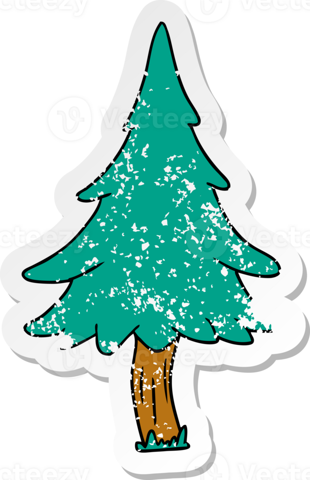 distressed sticker cartoon doodle of woodland pine trees png