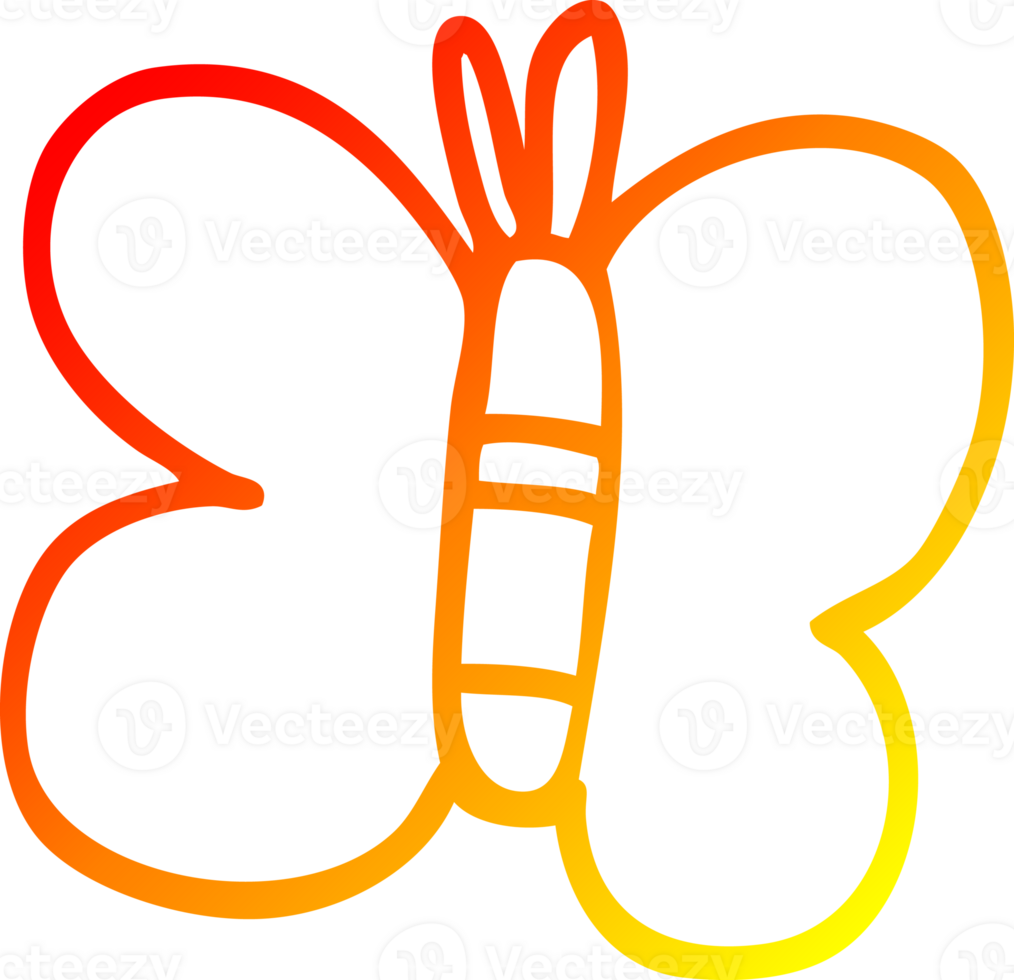 warm gradient line drawing cartoon butterfly png