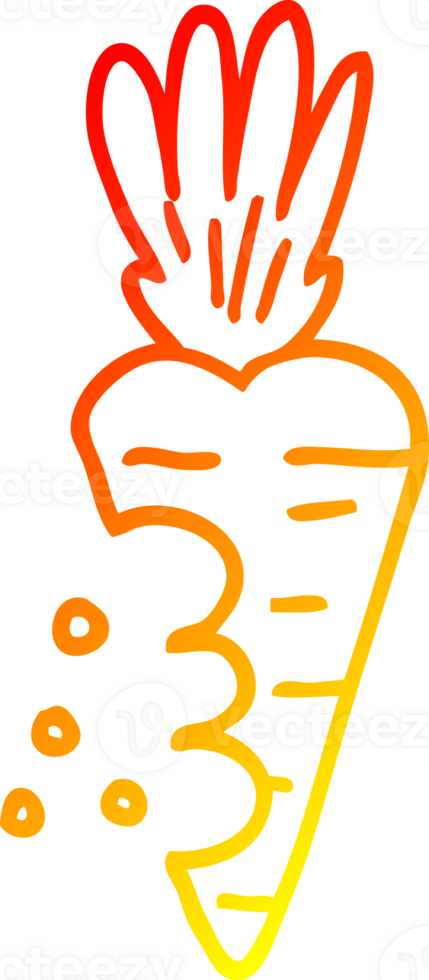 warm gradient line drawing cartoon carrot with bite marks png
