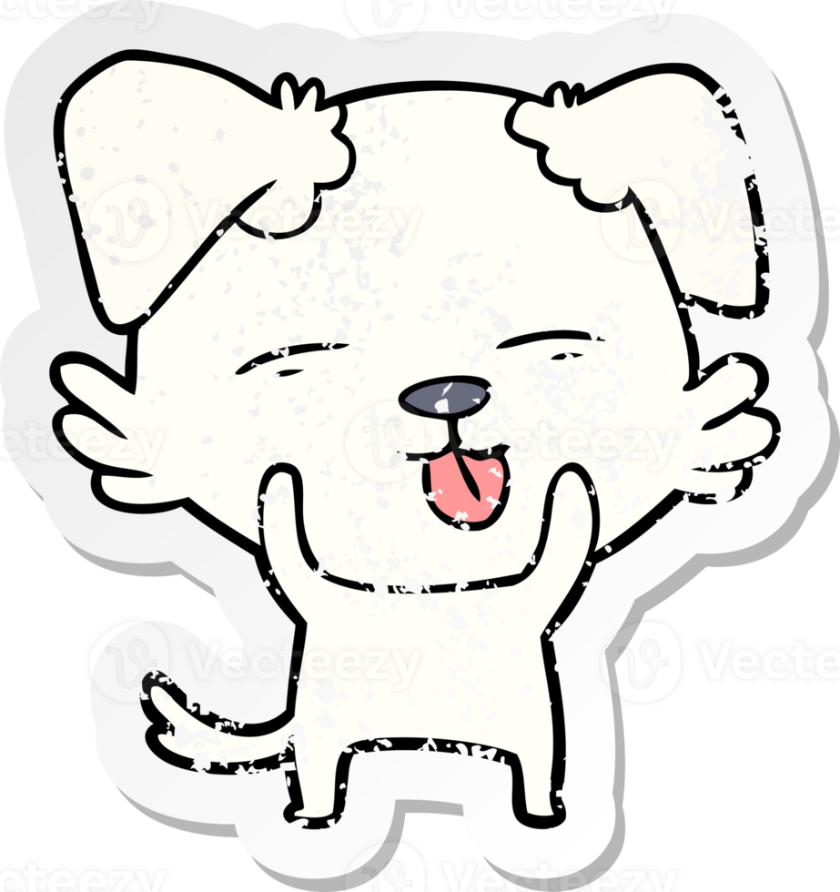 distressed sticker of a cartoon dog sticking out tongue png