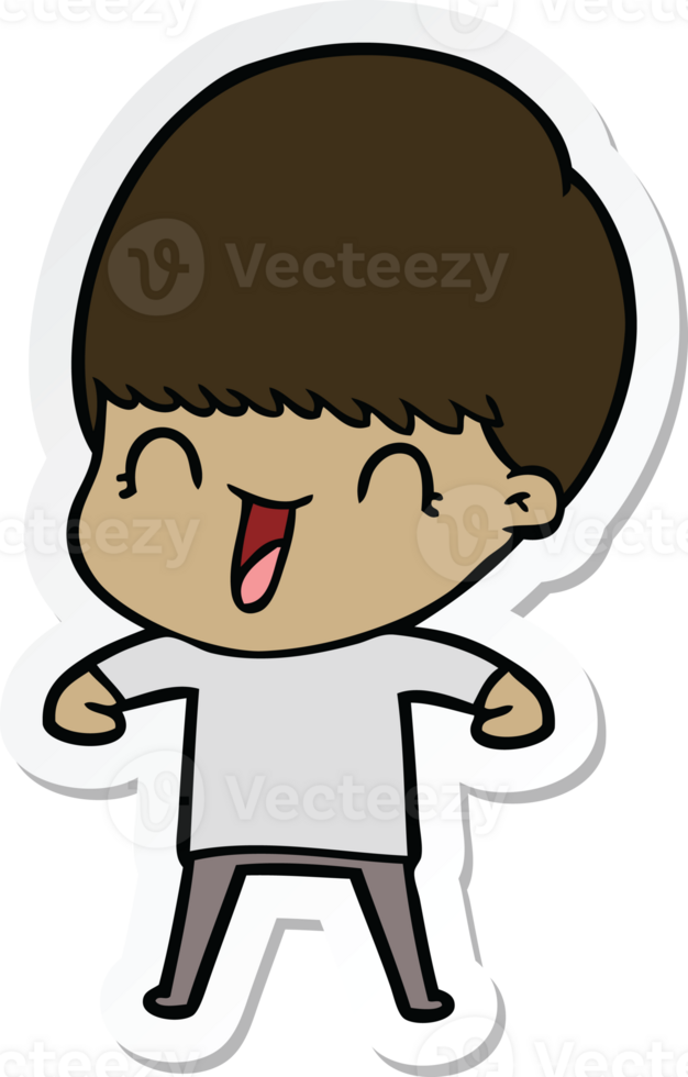 sticker of a happy cartoon boy png