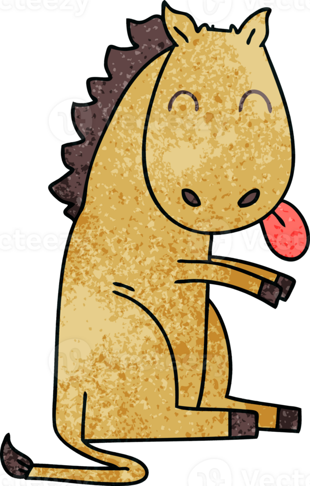 quirky hand drawn cartoon horse png