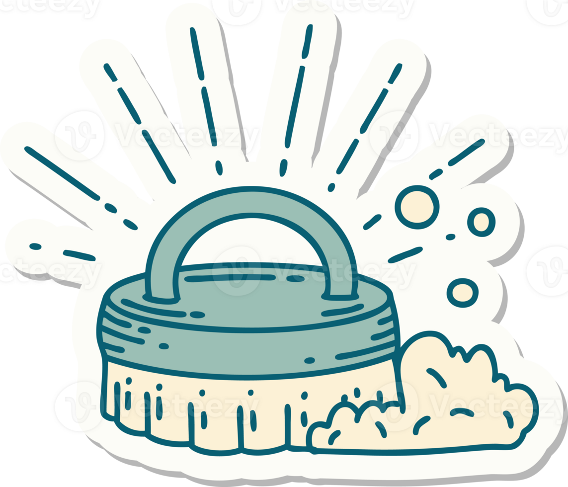sticker of tattoo style scrubbing brush png