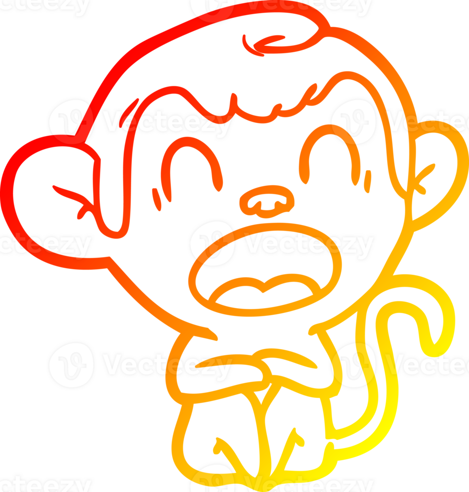 warm gradient line drawing yawning cartoon monkey png