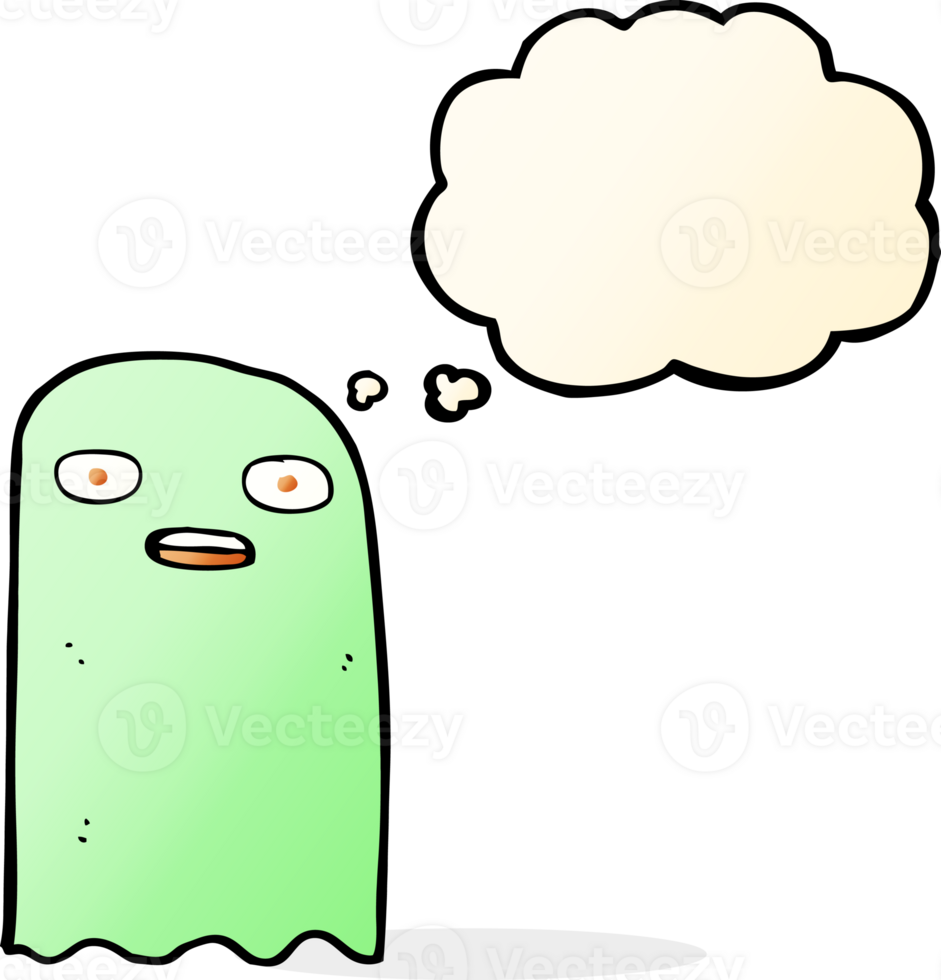 funny cartoon ghost with thought bubble png
