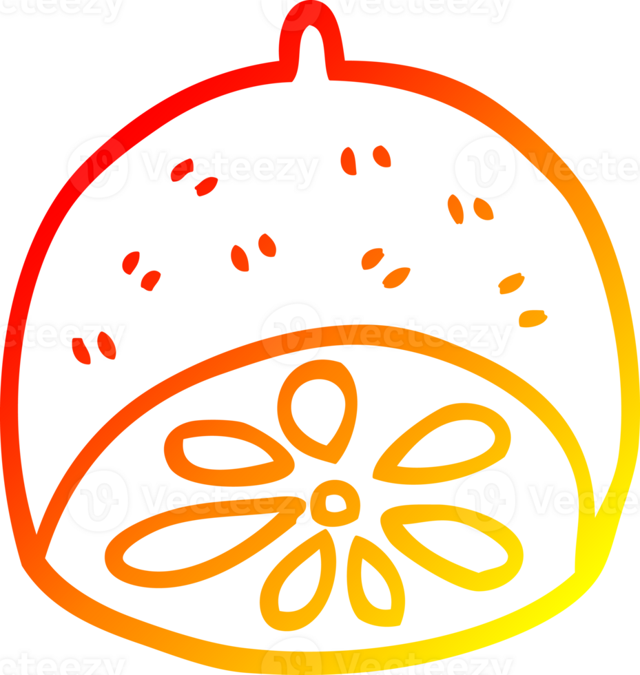 warm gradient line drawing cartoon lemon fruit png