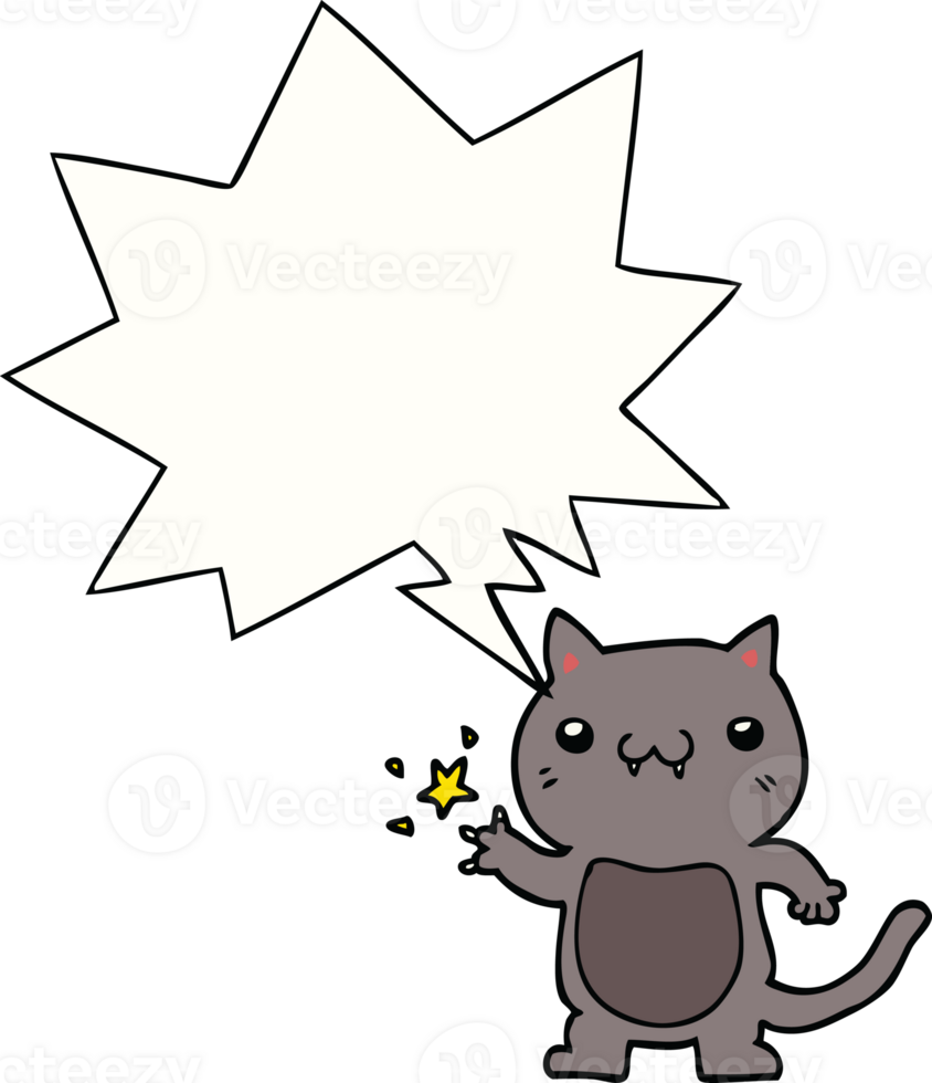 cartoon cat scratching and speech bubble png