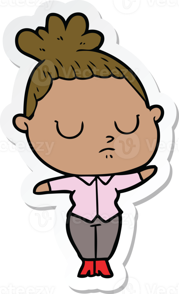 sticker of a cartoon calm woman png