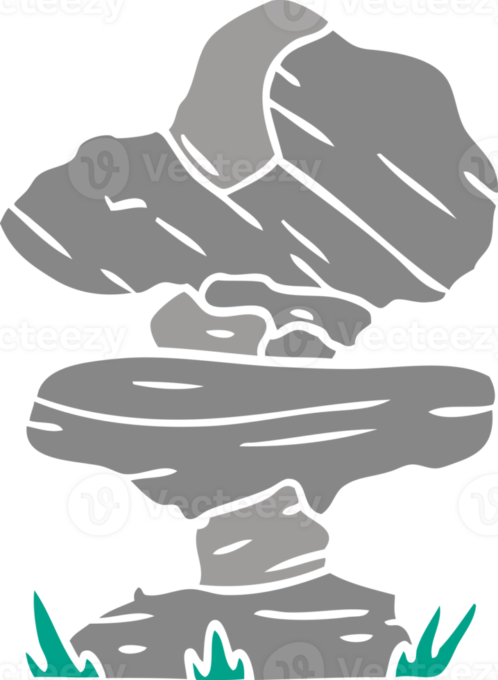 cartoon doodle of grey stone boulders png