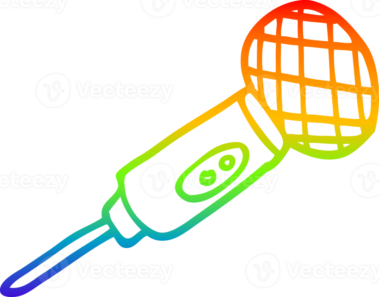 rainbow gradient line drawing cartoon microphone png