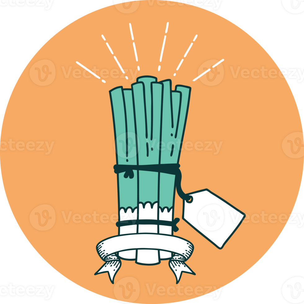 icon of tattoo style bunch of leeks png
