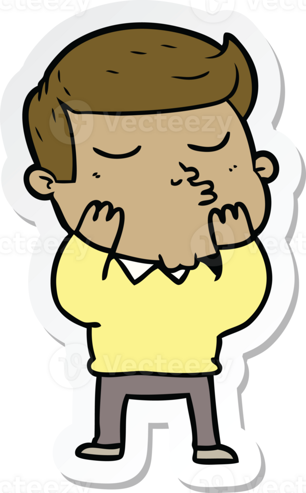 sticker of a cartoon model guy pouting png
