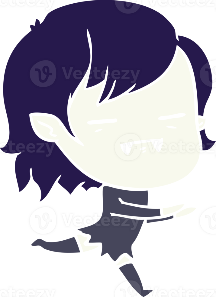 flat color style cartoon undead vampire girl running png