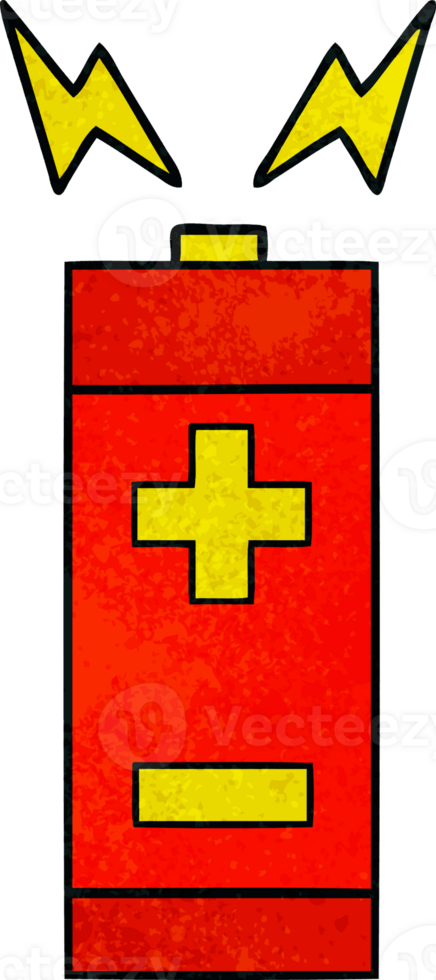 retro grunge texture cartoon of a battery png
