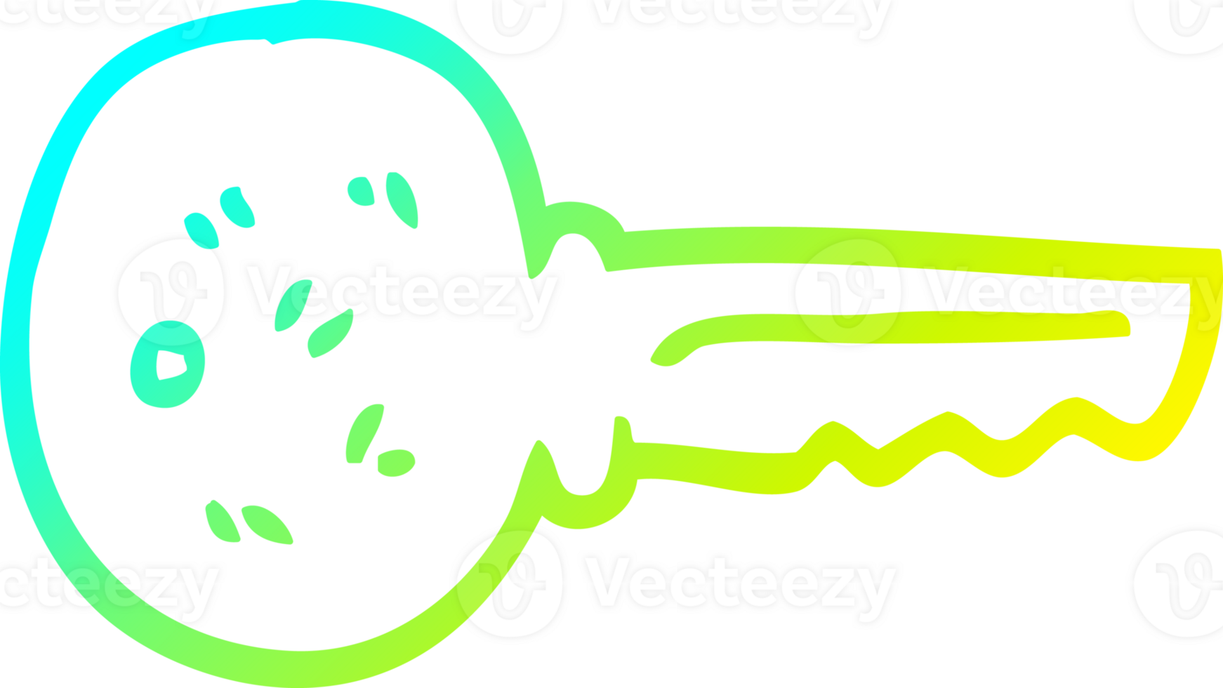 cold gradient line drawing of a cartoon metal key png