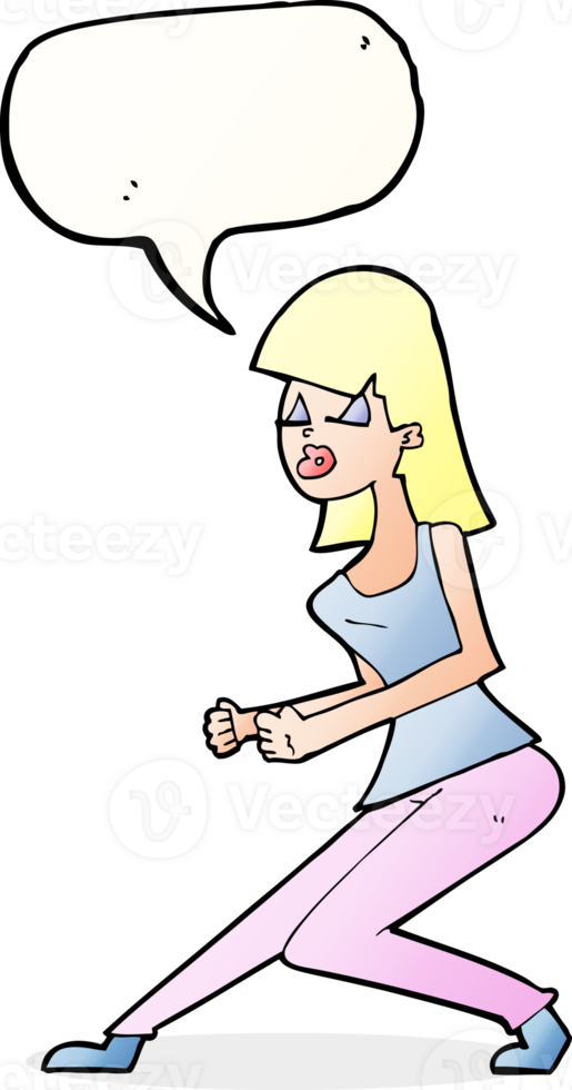 cartoon crazy dancing girl with speech bubble png