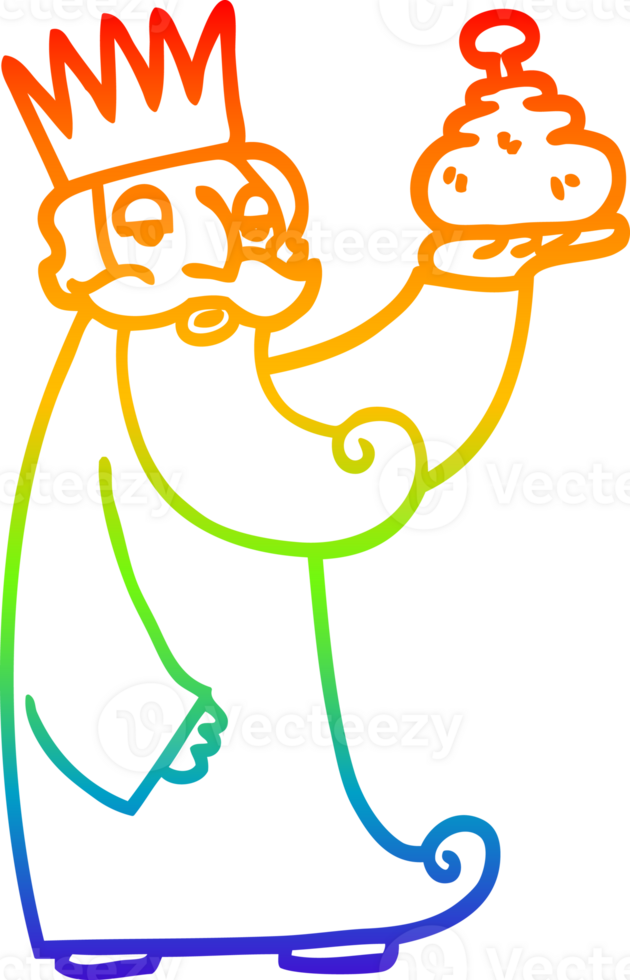 rainbow gradient line drawing of a one of the three wise men cartoon png