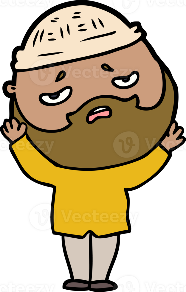 cartoon worried man with beard png