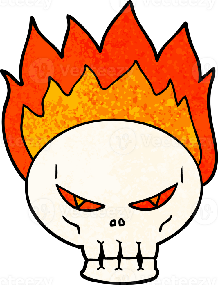 cartoon flaming skull png