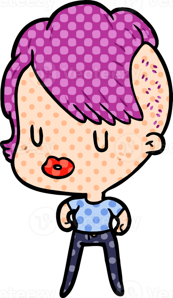 cartoon girl with punk hipster haircut png