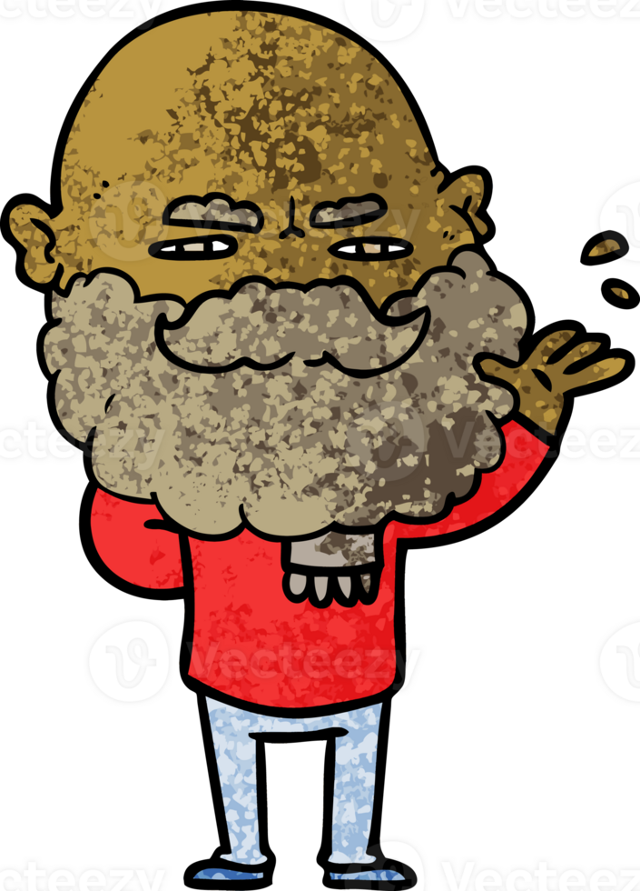 cartoon dismissive man with beard frowning png