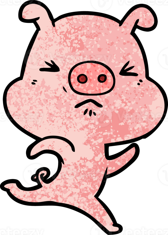 cartoon annoyed pig running png