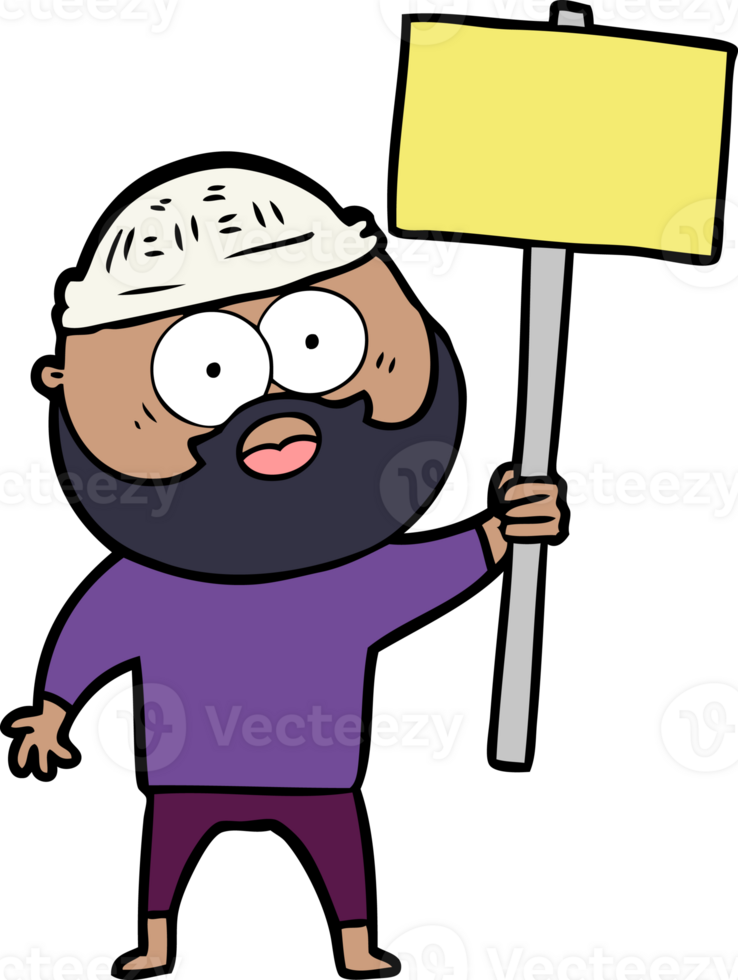cartoon bearded man with signpost png