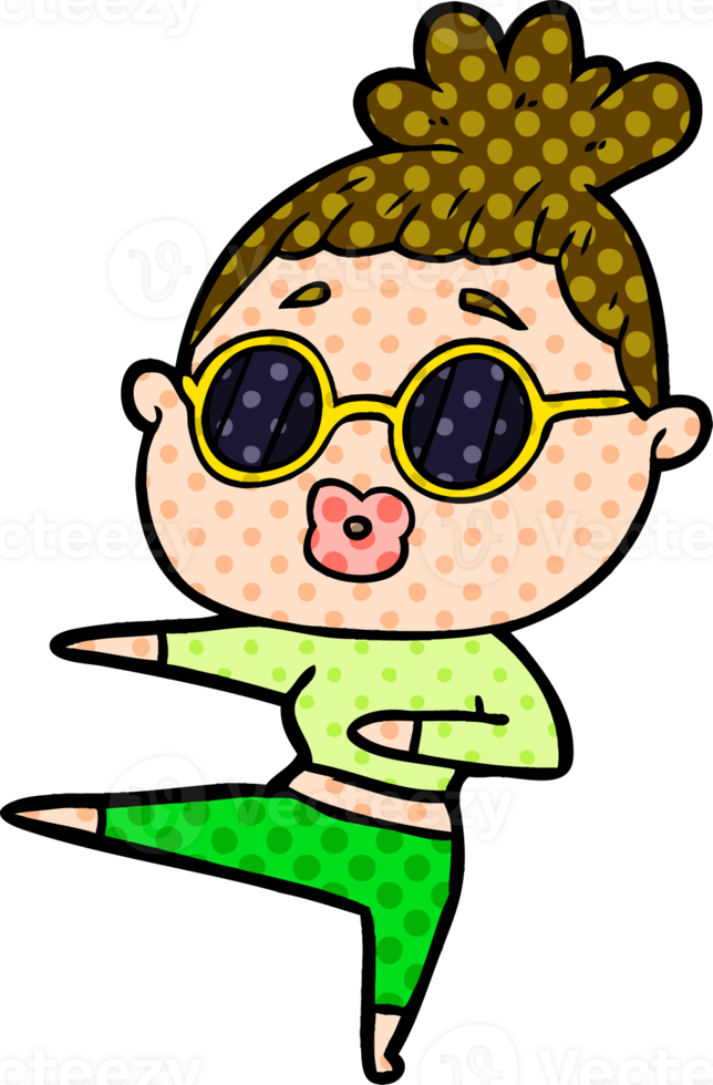 Cartoon tanzende Frau mit Sonnenbrille png