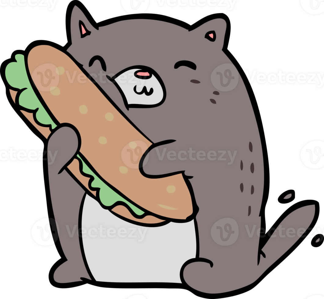 cartoon cat loving the amazing sandwich he's just made for lunch png