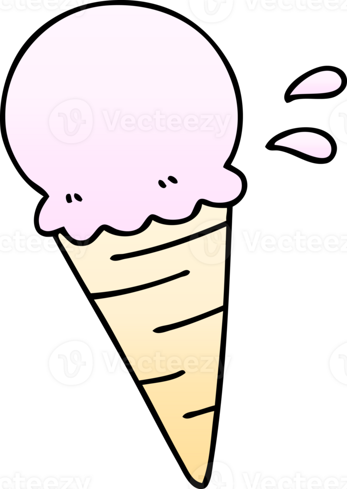quirky gradient shaded cartoon vanilla ice cream png