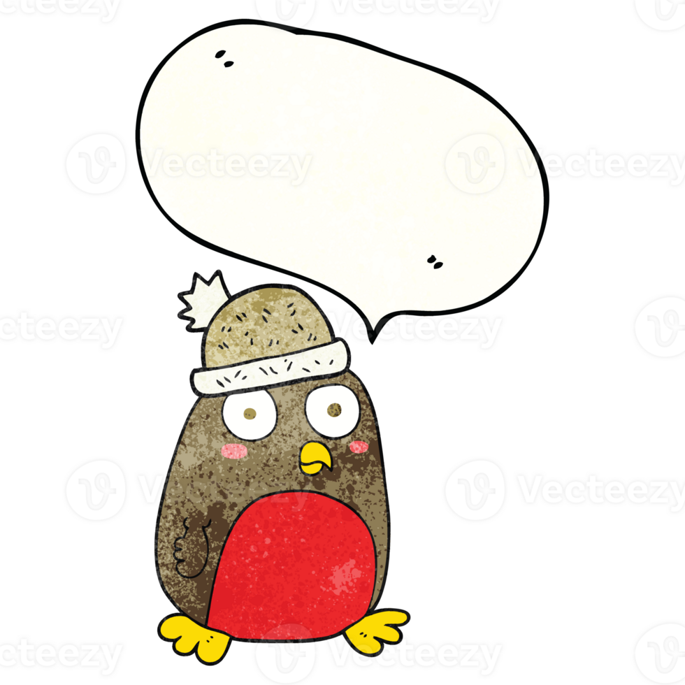 speech bubble textured cartoon christmas robin png