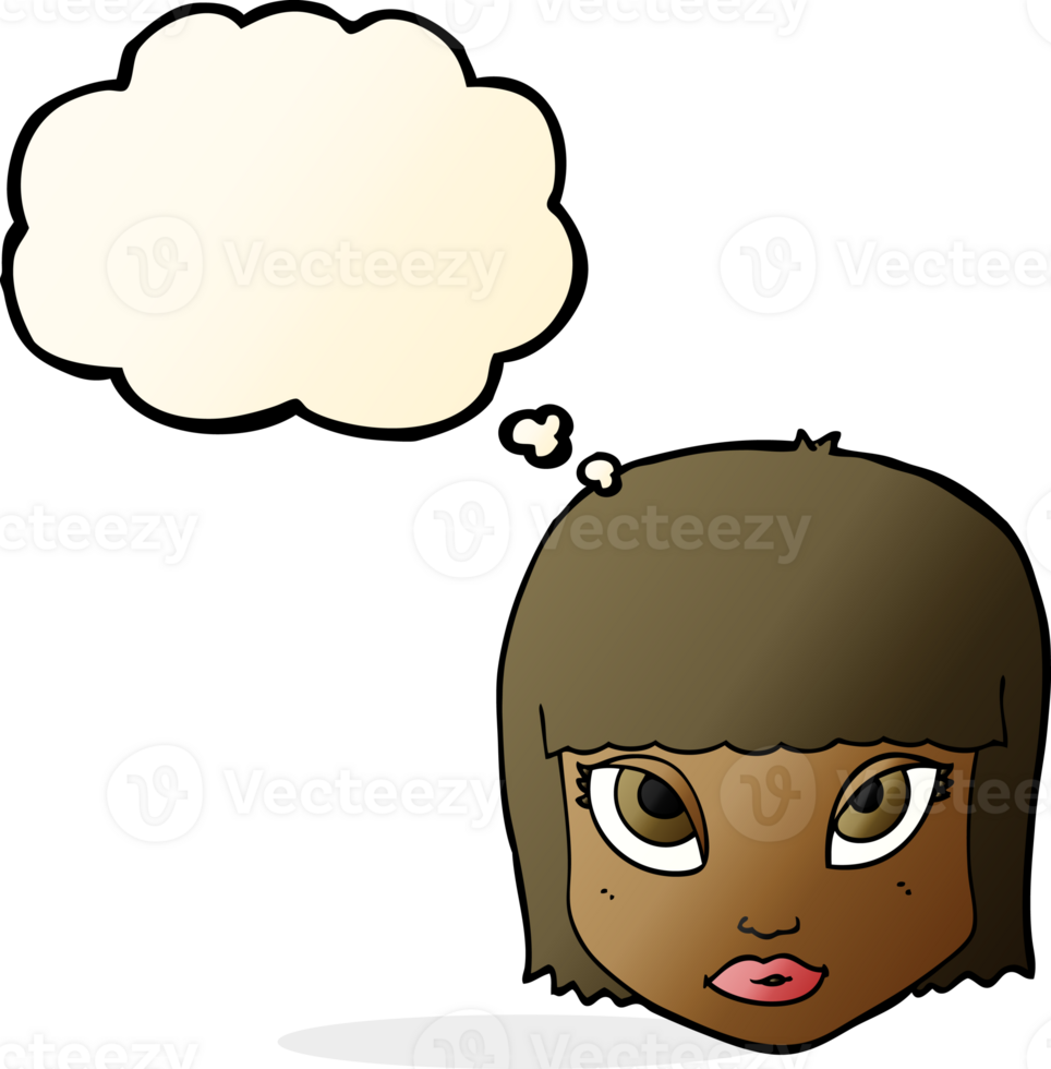 cartoon female face with thought bubble png